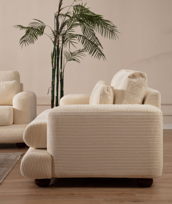 Atelier Del Sofa Sofá de 3 Plazas Beige 230cm Largo x 105cm Ancho x 90cm Alto